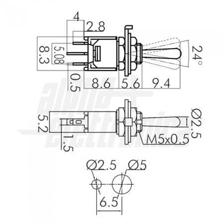 INTERRUTTORE SUB LEVA 1P ON/OFF/ON  A SALDARE