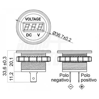 VOLTOMETRO DA PANNELLO DIGITALE 12/24V