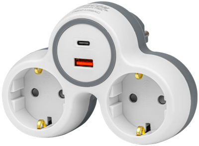 ADATTATORE MULTIPRESA MULTI-SLOT, USBC+USBA,GRIGIO+BIANCO