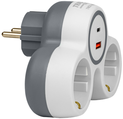 ADATTATORE MULTIPRESA MULTI-SLOT, USBC+USBA,GRIGIO+BIANCO