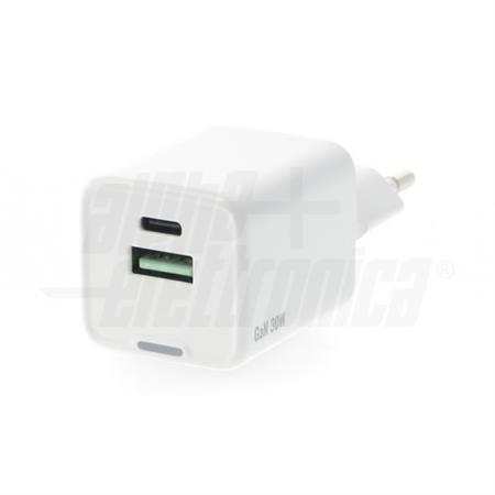 CARICA BATTERIA 2USB: USB-C USB-A 30W 5-20VDC 3A