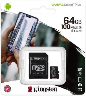 MEMORIA MICRO SD 64GB CLASSE 10 KINGSTON 100MB/S