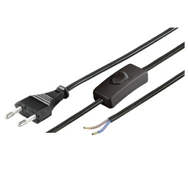 CAVO ALLACCIAMENTO EURO CON INTERRUTTORE 2X0,75 1,8MT nero