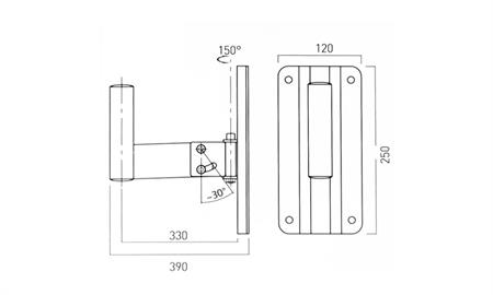 SUPPORTO NERO A PARETE X CASSE PA   ZIPP