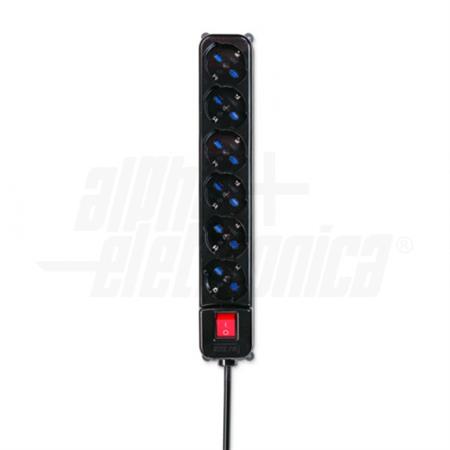 MULTIPRESA NERO 6VIE SPINA 16A C/INT.SCHUKO+BIV.