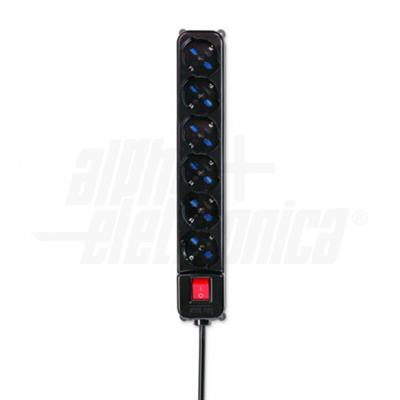 MULTIPRESA NERO 6VIE SPINA 16A C/INT.SCHUKO+BIV.