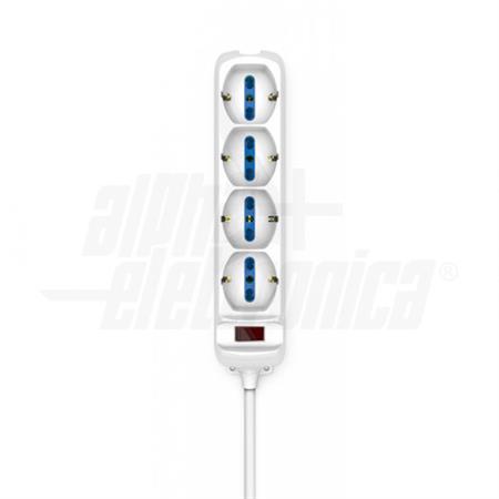 MULTIPRESA BIANCA 4VIE SPINA 10A C/INT.SCHUKO+BIV. PROTEZIONE SOVRAC