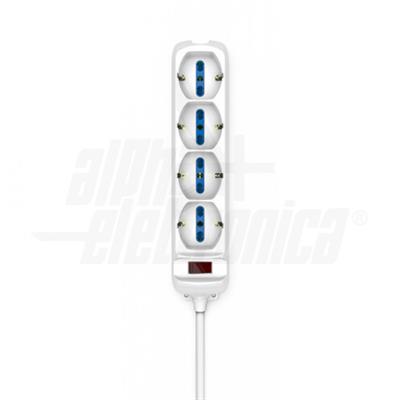 MULTIPRESA BIANCA 4VIE SPINA 10A C/INT.SCHUKO+BIV. PROTEZIONE SOVRAC