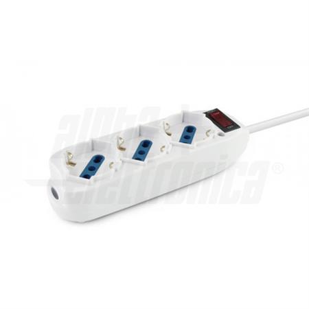 MULTIPRESA BIANCA 3VIE SPINA 10A C/INT.SCHUKO+BIV. PROTEZIONE SOVRAC