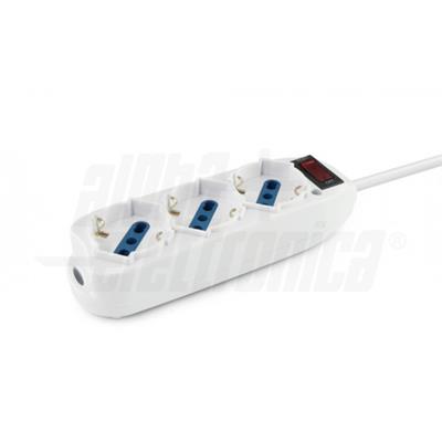 MULTIPRESA BIANCA 3VIE SPINA 10A C/INT.SCHUKO+BIV. PROTEZIONE SOVRAC
